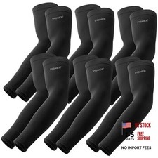 6 Pairs Arm Sleeves for Men Women UPF 50 Cooling UV Sun 6 Pairs Black