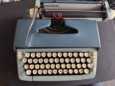 Smith Corona Sterling Manual Portable Vintage Blue Typewriter with Case thumbnail