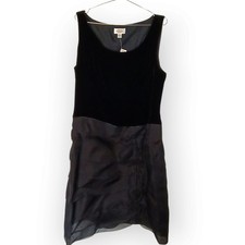Talbots Black Velvet Organza Tiered Satin Ruffle Cocktail Dress Womens Size 16
