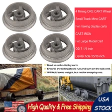 4PCS Cast Iron Cart Wheels Caster Set for Large Model Mine Ore Car Mining 7 1/4"