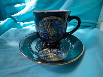 Souvenir Demitasse Cup and Saucer Map of Zakynthos