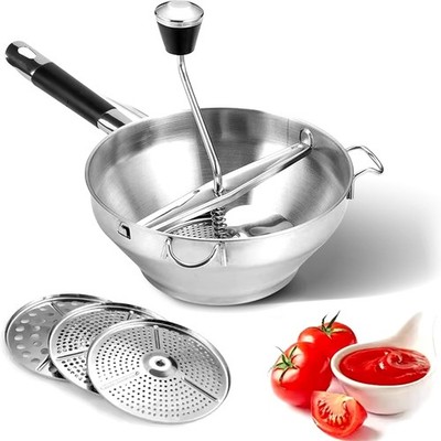 3-in-1 Stainless Steel Food Mill - Puree Strain Mill for Soups Sauces Baby Food
