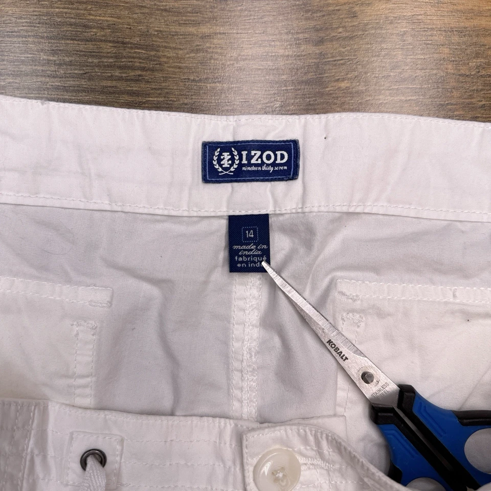 Pantalones Cortos IZOD Cargo Mujer 14 Blanco Cordón Esenciales Nuevos  Foto 3 de 4