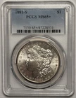 1881 S - Morgan U.S. Silver Dollar - Bright White w/Toned Rim -  PCGS MS65+