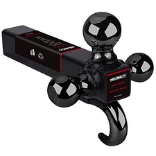  2" Trailer Hitch Tri Ball Mount with Hook 1-7/8", 2", 2-5/16" Black Plated 
