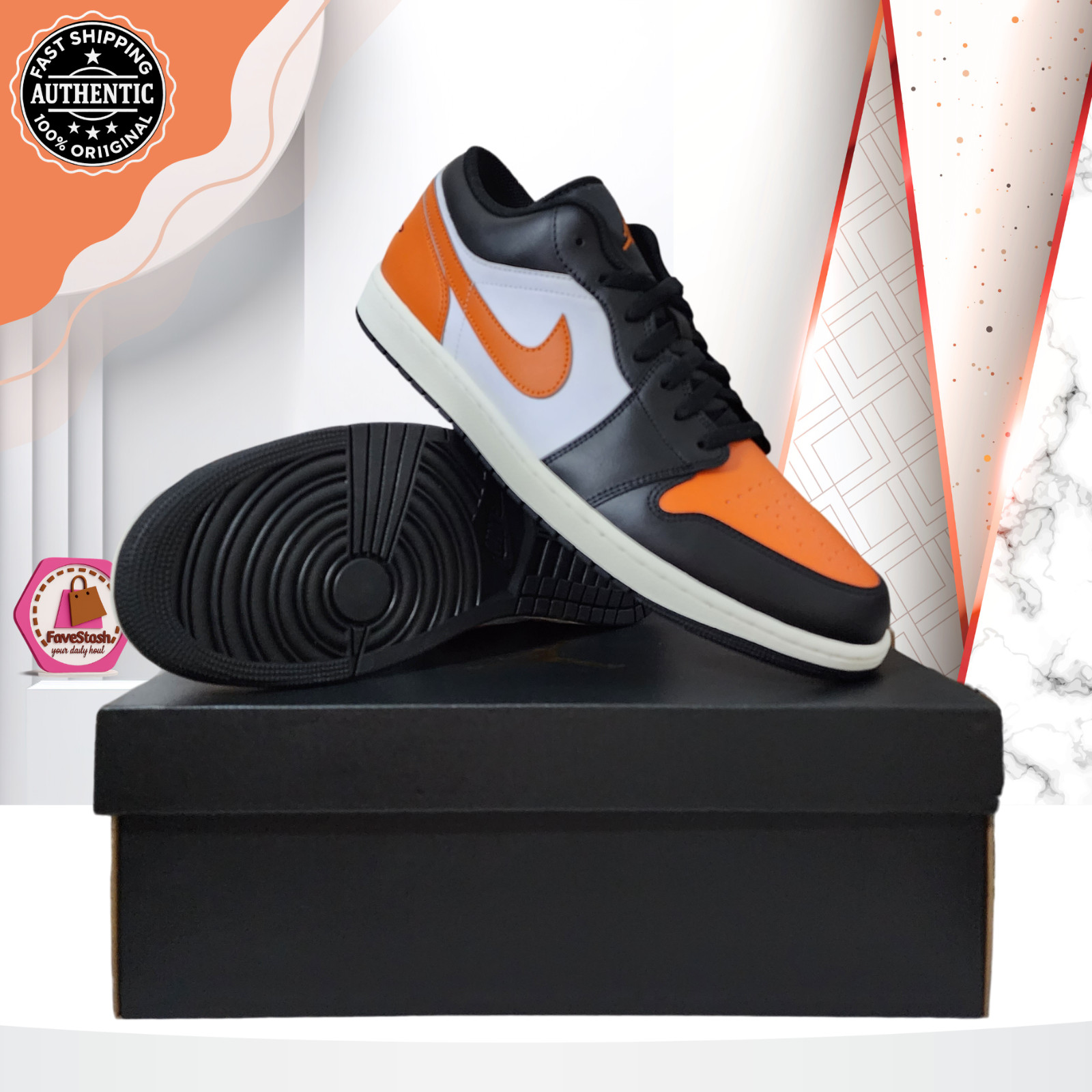 Nike Air Jordan 1 Low Shattered Backboard Alternate Orange 553558-081 Size 15