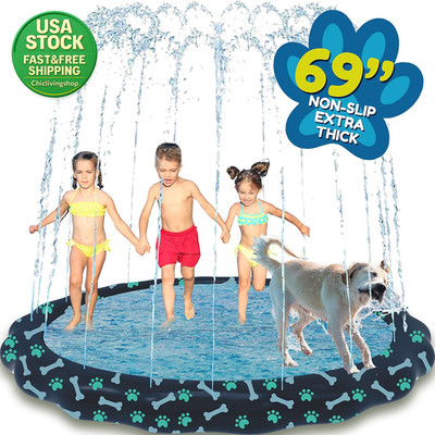 Splash Pad Sprinkler for Kids and Dogs 69 Inch Non Slip Summer Fun Outdoor Toys