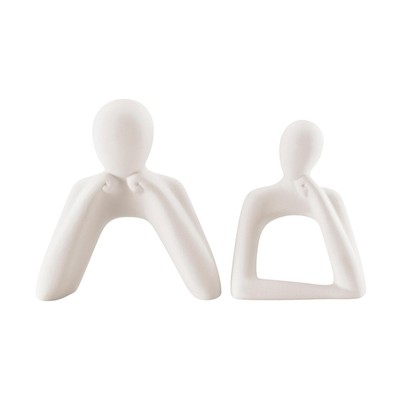 Danya B. Hans Tanka Cream Abstract Two Piece Thinking Couple Decorative Accent