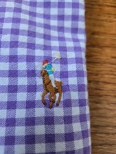 POLO - Ralph Lauren - Oxford Shirt - PURPLE - Gingham Plaid - SMALL - Slim Fit