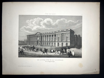 Le Louvre, Côté de la Colonnade   19th Century Paris Print by Chamouin