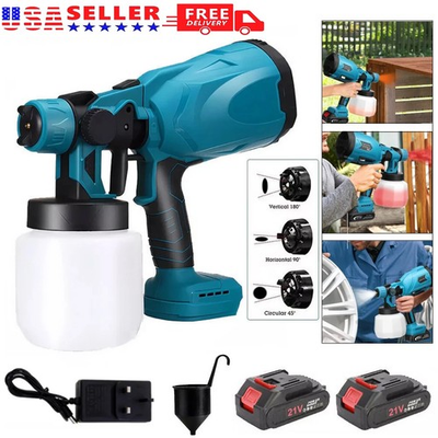 #ad High Pressure Cordless Paint Sprayer 30000RPM With 2 Battery Electric Spray Gun $35.99