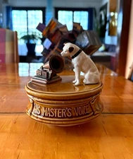 RCA Nipper “His Master’s Voice” Ceramic Spinning Music Box Vintage 1970’s