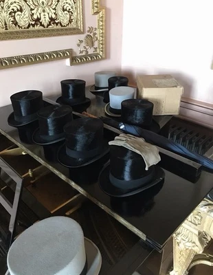 Antique Silk Plush Top Hats For Sale, or Royal Ascot Hire. XS - XL, 55cm - 60cm - Image 1 of 4