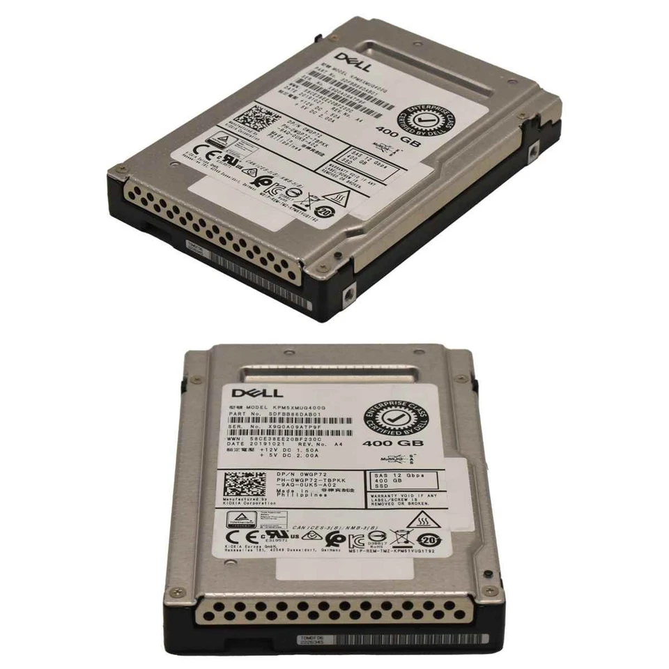 Dell 400GB 2.5" 12G SAS SSD KPM5XMUG400G 0WGP72 R730 T630 R720 T620