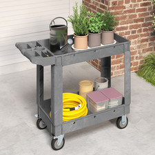 Heavy-Duty 2-Tier Rolling Utility Cart, 550lbs Capacity, Gray