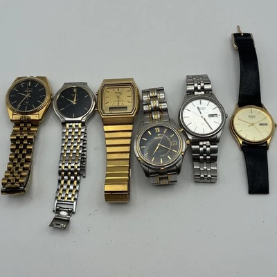 Mens Seiko Watches Lot of 6(Kinetic, Digital, Day Date) AS-IS #20