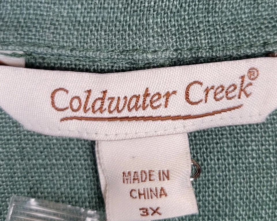 Chaqueta Blazer De Colección Y2K Coldwater Creek Lino Novio 3X Verde Bolsillos de 2 Botones Foto 2 de 4