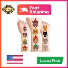 Temporary Tattoos for Kids, Cat, 96 Pcs