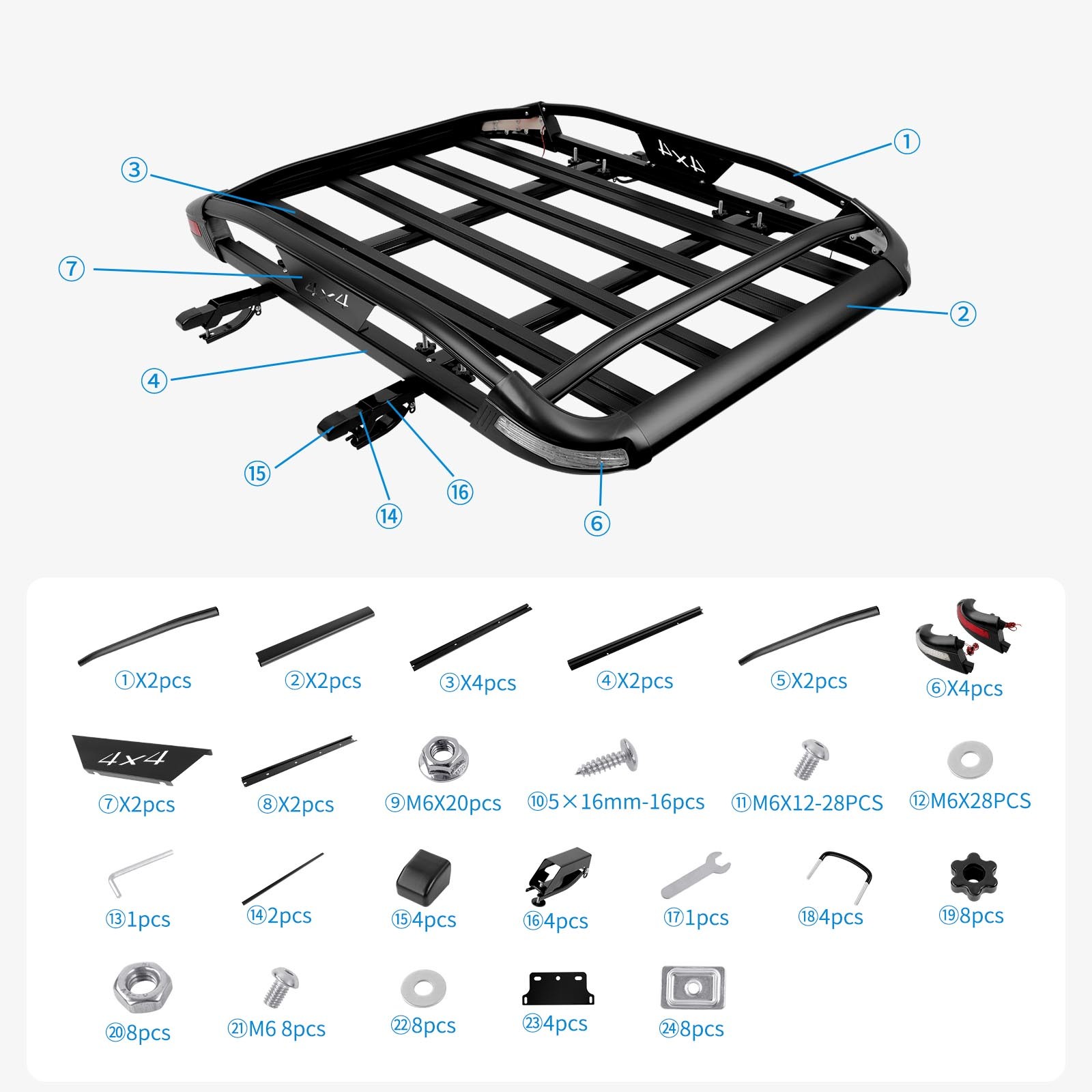 For Subaru Outback 50"x38" Roof Rack Luggage Cargo Basket+Cross Bar w/ LED Light