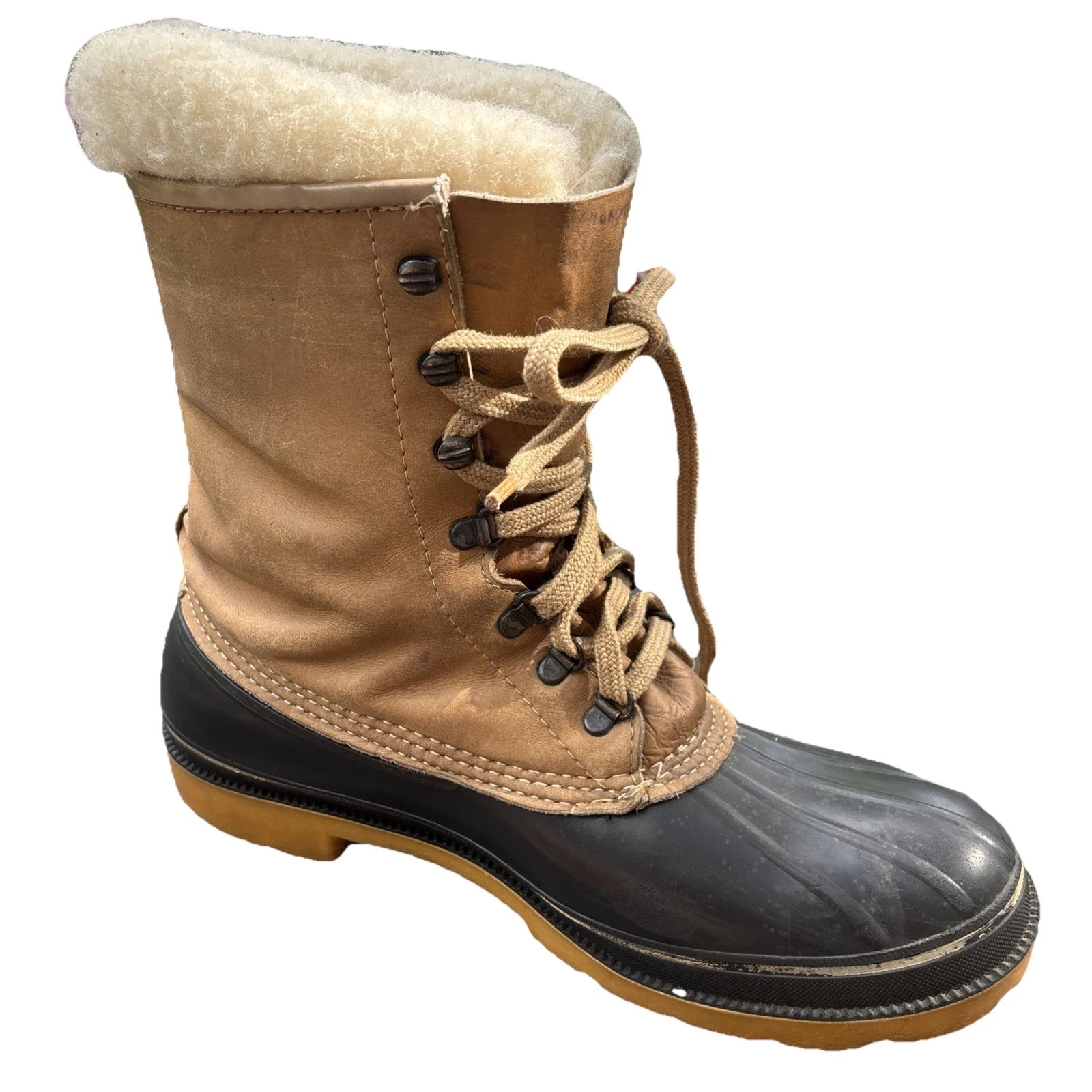 Kamik Sorel Duck Boots Mens Sz 10 Brown Leather Waterproof Snow Canada Winter