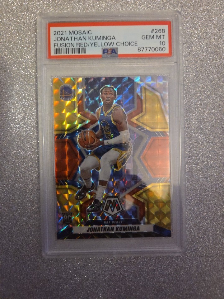 2021 Panini Mosaic Jonathan Kuminga Fusion Red/Yellow Choice #268 PSA 10 /88 SP