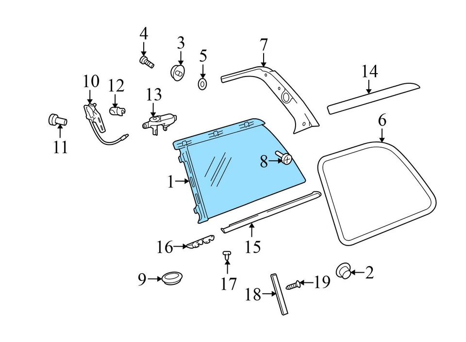 Mercedes-Benz GL550 2008-2012 - Cuarto trasero derecho ventana cristal 1646702250 Foto 3 de 4