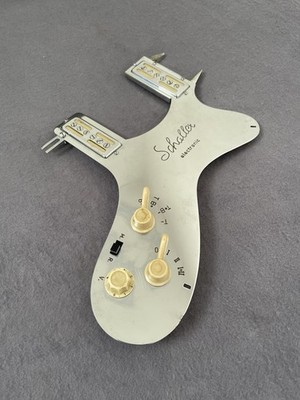 Vintage Schaller metal archtop guitar pickguard with 2 pickups 1960s