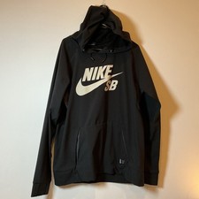 Nike SB Black White Swoosh Logo Hoodie Pullover Mens L