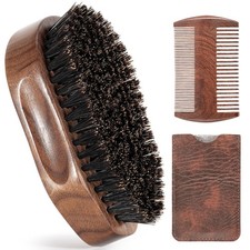 3 PCS Beard Brush Comb Set Black Walnut Wood Dual Comb Case Men Grooming