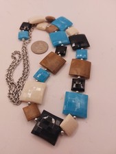 Long Vintage Necklace Square Beads Different ...