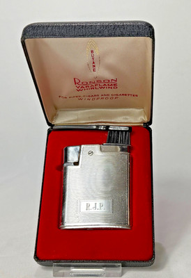Vtg Ronson Varaflame Whirlwind Lighter In Box With Brush Butane Windproof