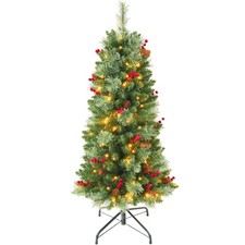 4ft Prelit Artificial Small Christmas Tree with Warm White Multi-Color LED Li...
