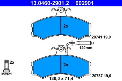 Front Axle ATE 13.0460-2901.2 Brake Pad Set, Disc Brake for Alfa Romeo, CIT