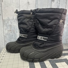 Sorel Youth Cub Size 2 Black Insulated Waterproof Snow Boots NY1799-011 VGUC