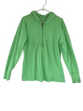 DANSKIN NOW Jogging Track Jacket Womens XL Neon Green Hoodie 1/4 Zip Knit Logo