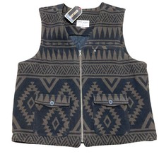 Cody James Vest XL Brown Geometric Western Quilted Fleece Lined Insulated Mens