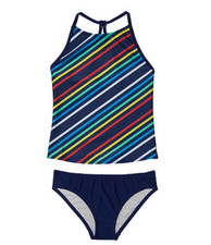 Speedo Big Girls Striped Tankini Set L112434 Size 7