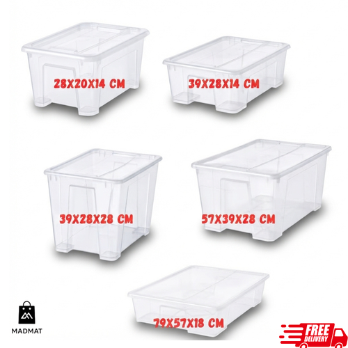 Stackable Containers Uk New IKEA SAMLA Clear Plastic Storage Box with Lid Stackable Organiser ...