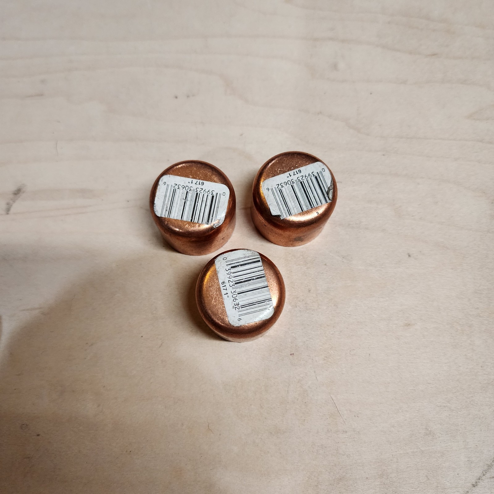1" COPPER CAPS LOT OF 3