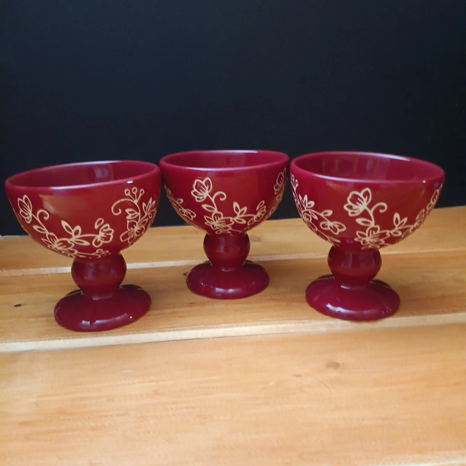 Temptations by Tara Rojo Floral Encaje Patas Taza/Copa Postre Cuenco (Juego de 3) Foto 2 de 4