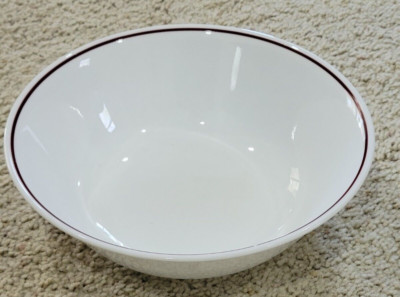 Corelle Coordinates Vegetable Serving BOWL   8 ½'', White w/ Brown Stripe - EUC
