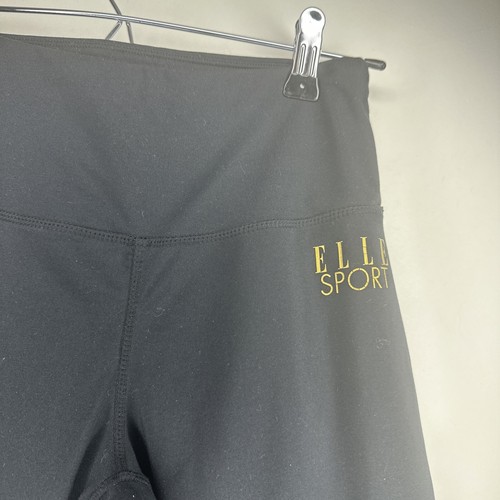Elle Sport Cropped leggings Size XS 8 Black Gold Yoga Gym Workout Stretch - Picture 3 of 13
