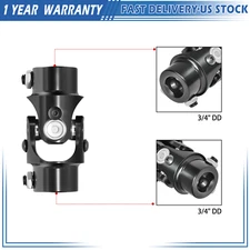 New 3/4" DD × 3/4" DD Black U-Joint Coupler Universal Steering Shaft