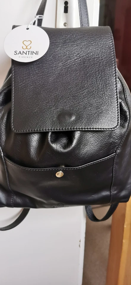 Santini Rucksack Leder. Neuwertig. Schwarz. Mit Original Staubbeutel.
