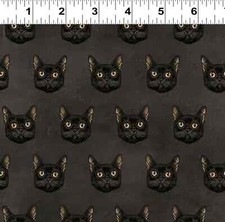 Gothic Halloween CAT Eyes On You Y4442-7 Dark Gray fabric BTHY