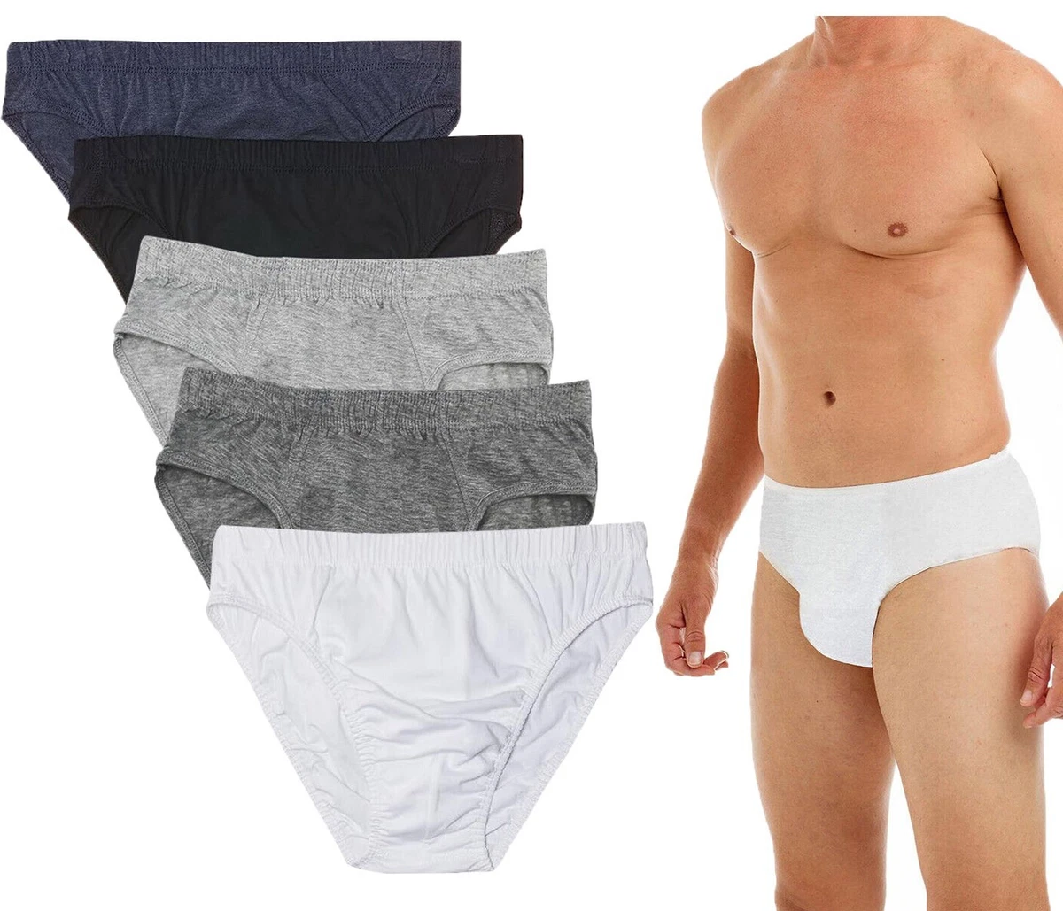 3 6 12 Pairs Mens Classic Cotton Sports Slip Briefs Underwear Assorted Colours