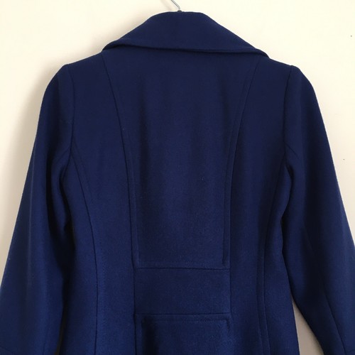 ANNE KLEIN Royal Blue Wool Blend Notched-Collar Double-Breasted Peacoat - Picture 7 of 19