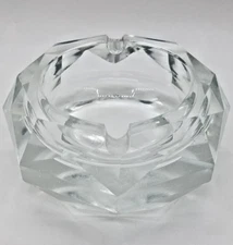 Vintage Clear Glass Crystal Octagonal Ashtray