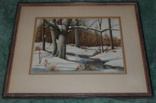 John W Taylor Original Watercolor Winter Scene Painting 21 x 17