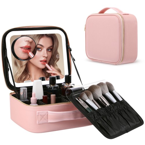 Makeup Bag with Mirror LED Light Miss Travel Small Toiletry Organizer - Picture 2 of 5